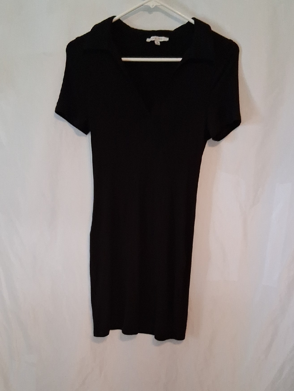 Love Tree Black Short Sleeve Ribbed Polo Dress